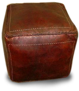 Moroccan Square Leather Ottoman
