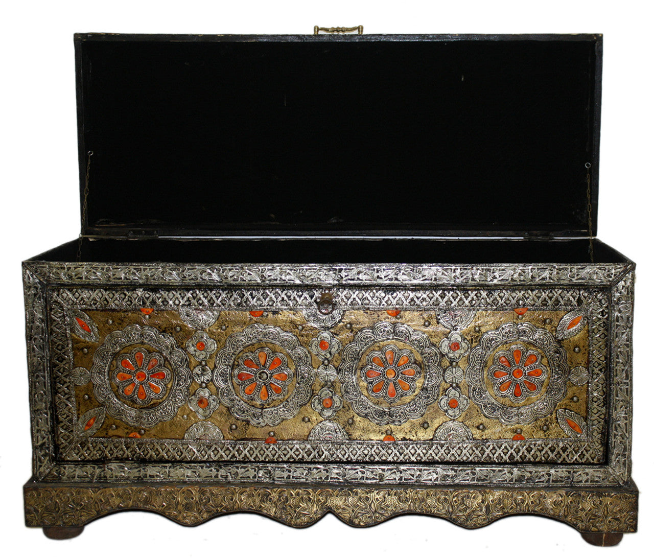 Vintage Metal and Orange Bone Trunk