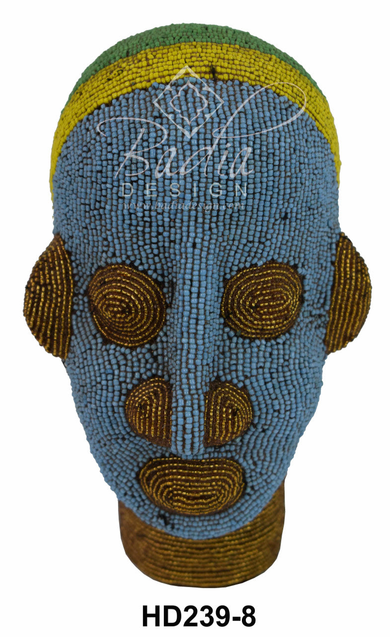 Handmade African Beaded Head Sculptures