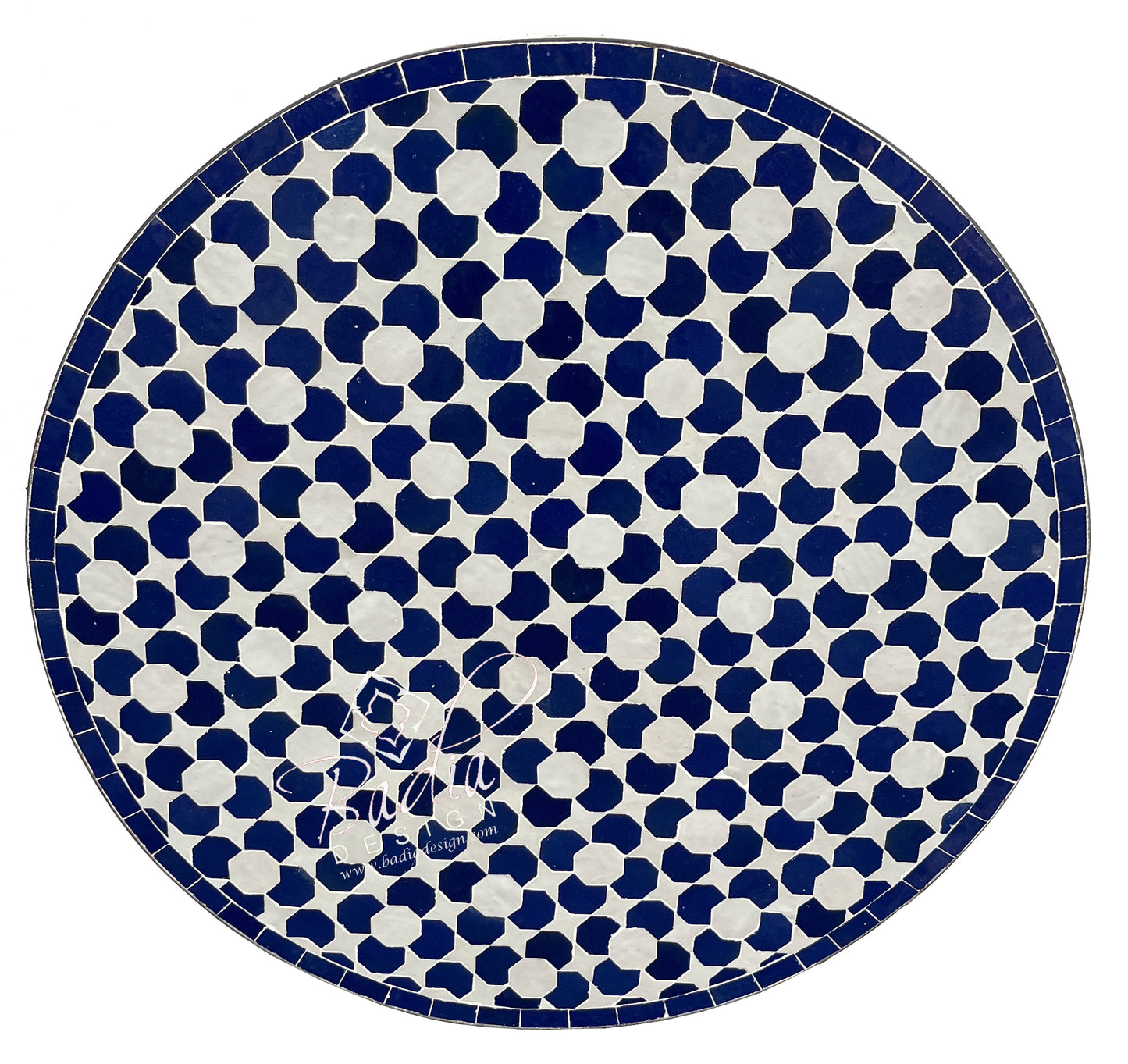 Blue and White Round Tile Table Top
