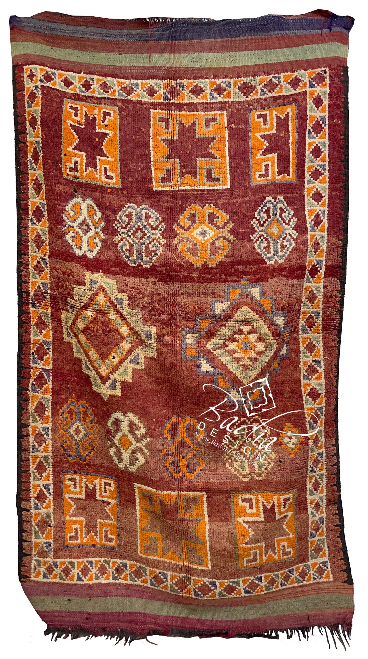 Small Multi-Color Moroccan Area Rug with Tribal Designs