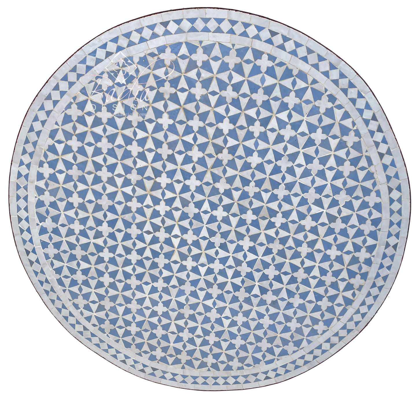 Blue and White Mosaic Tile Table Top