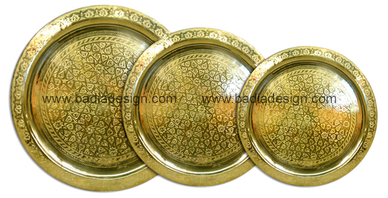 Moroccan Solid Engraved Brass Tray Table Top