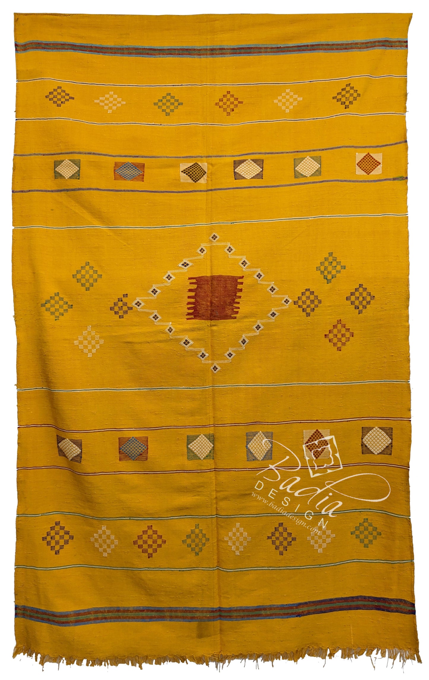 Moroccan Yellow Cactus Silk Rug with Tribal Designs