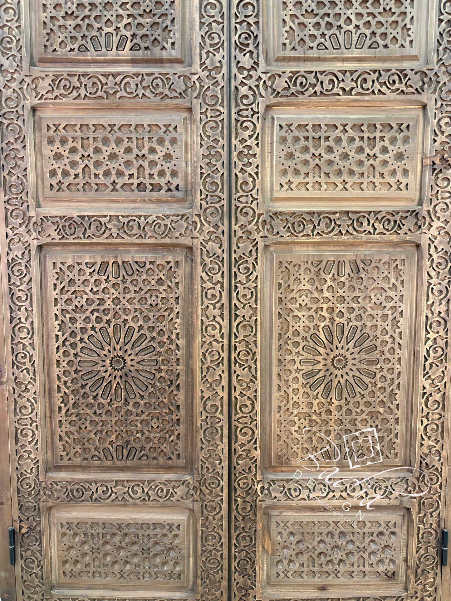 Stained Hand Carved Wooden Door