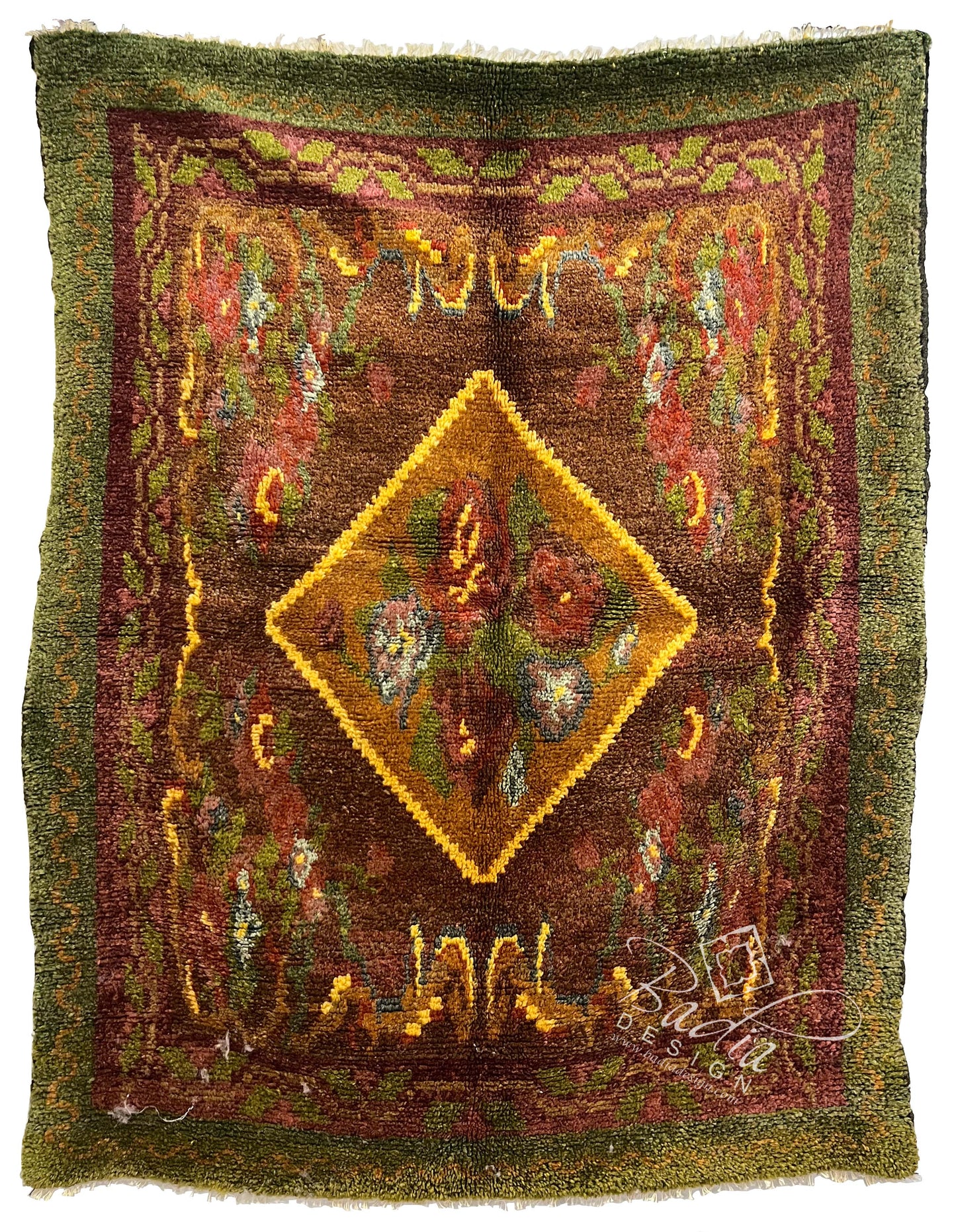 Colorful Green Turkish Rug