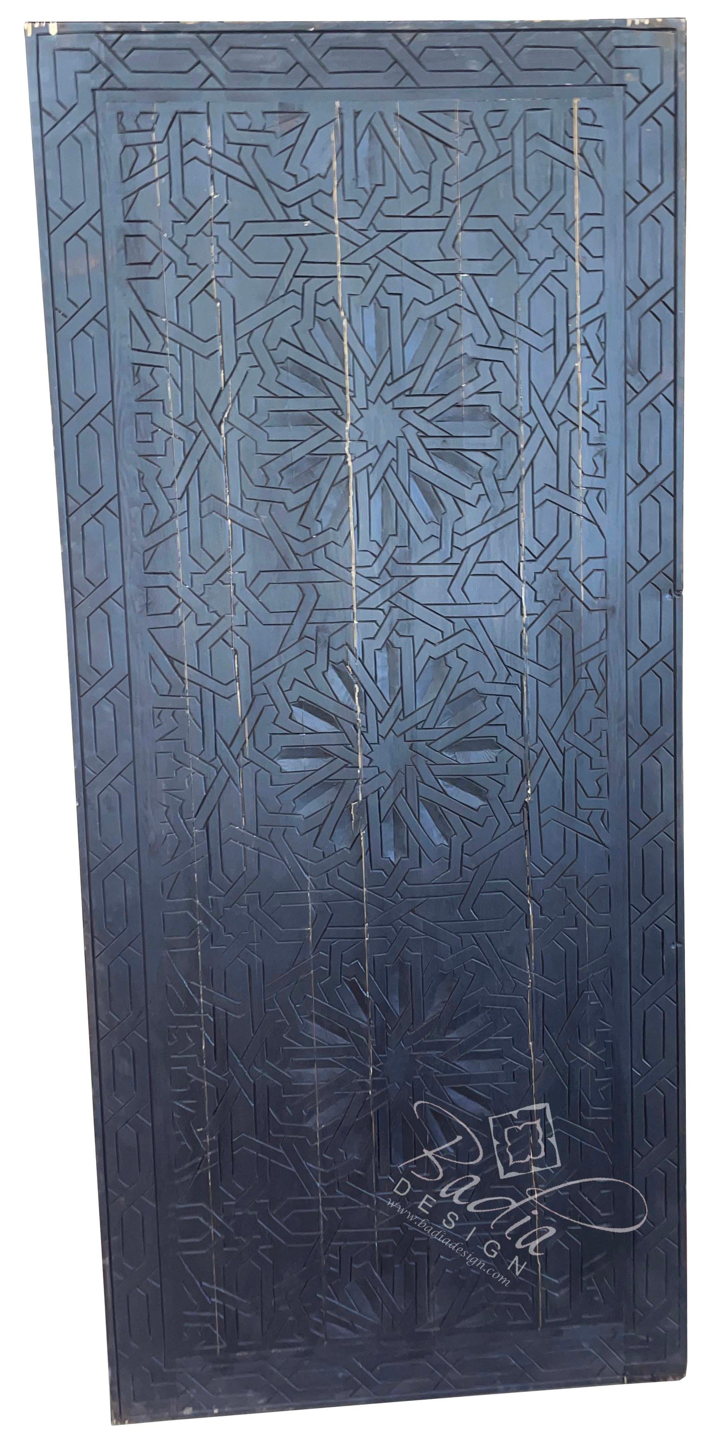 Dark Stained Hand Carved Wooden Door - CWD039