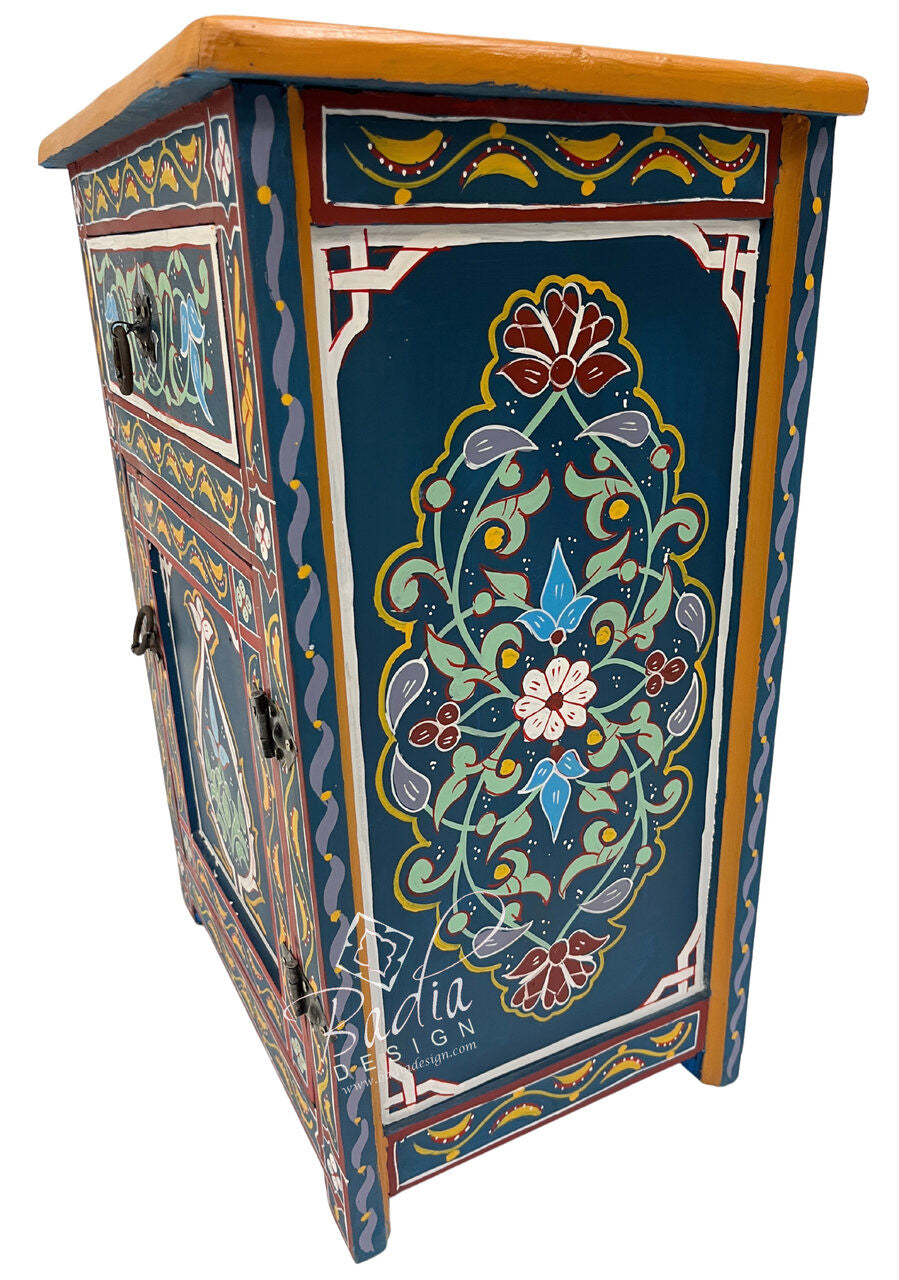 Hand Painted Multi-Color Cabinet Nightstand