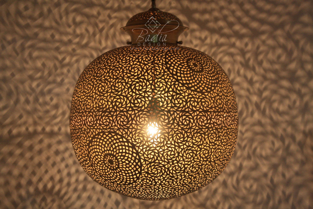 Moroccan Round Brass Chandelier