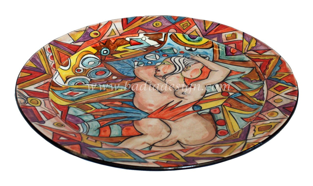 Large Artistic Hand Painted Ceramic Plate