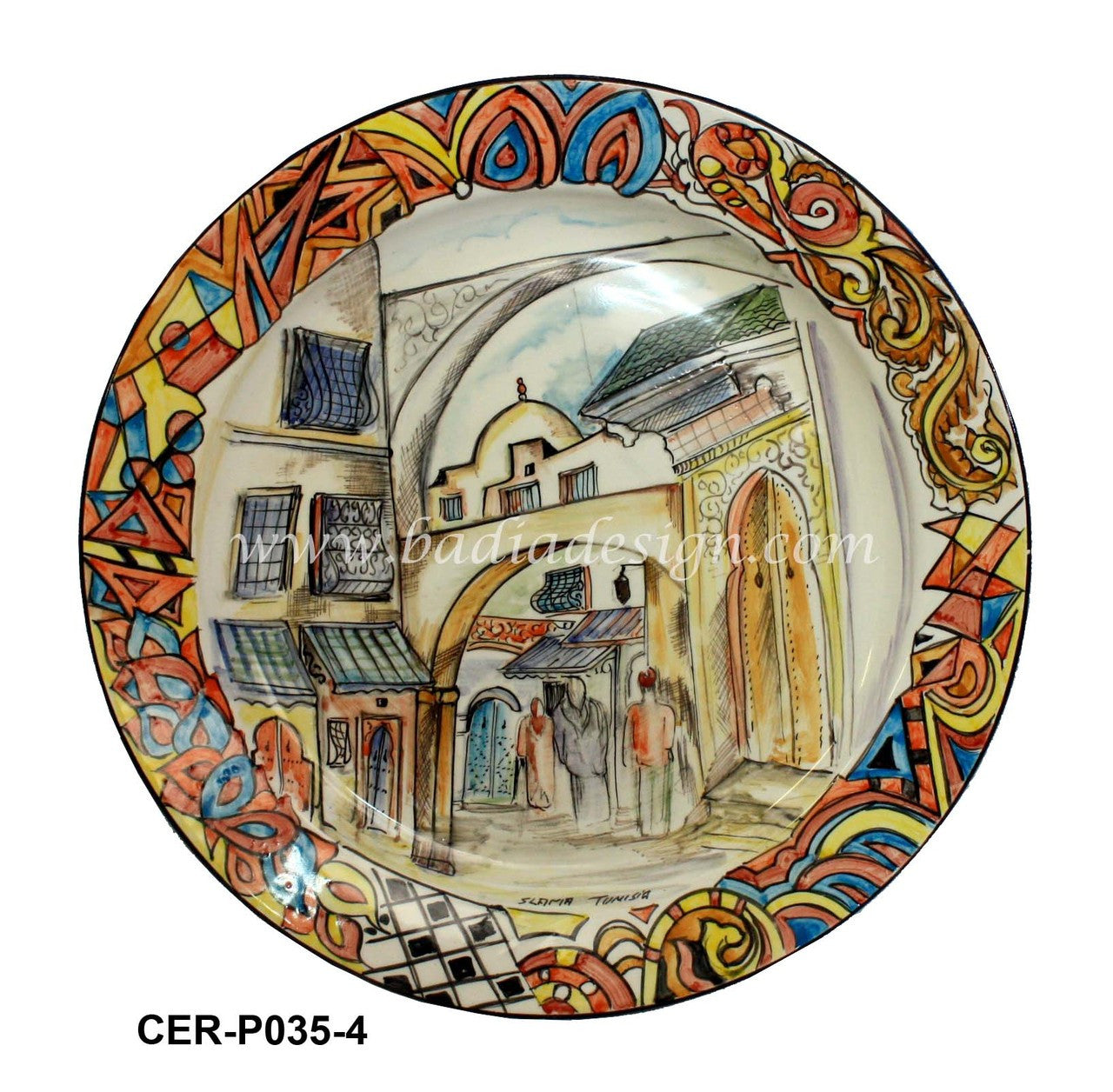 Large Artistic Hand Painted Ceramic Plate