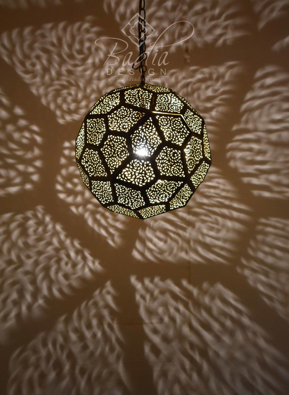 Intricately Designed Brass Round Chandelier