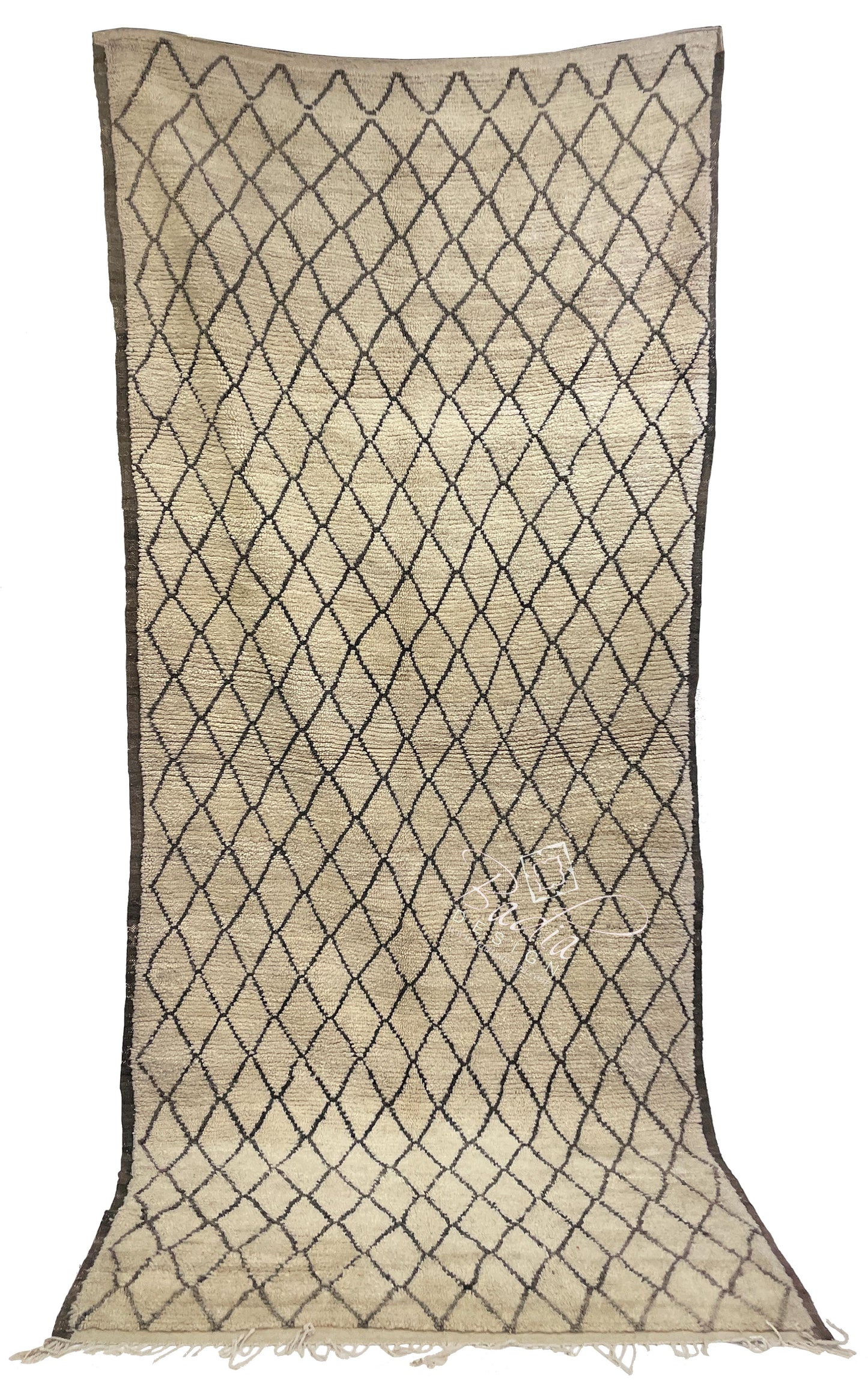 Long Beige Moroccan Berber Rug