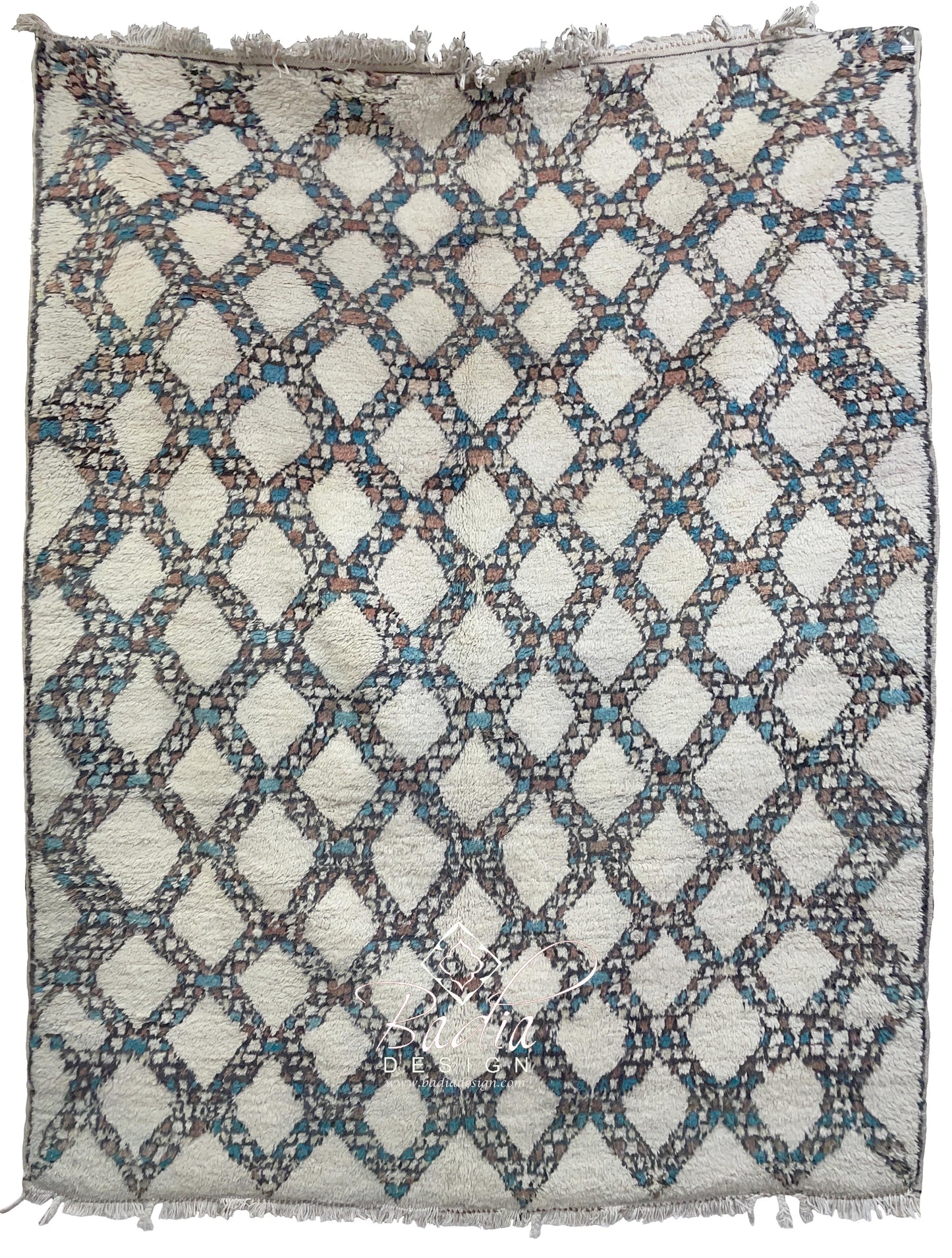 Small Multi-Color Moroccan Rug with Geometric Designs