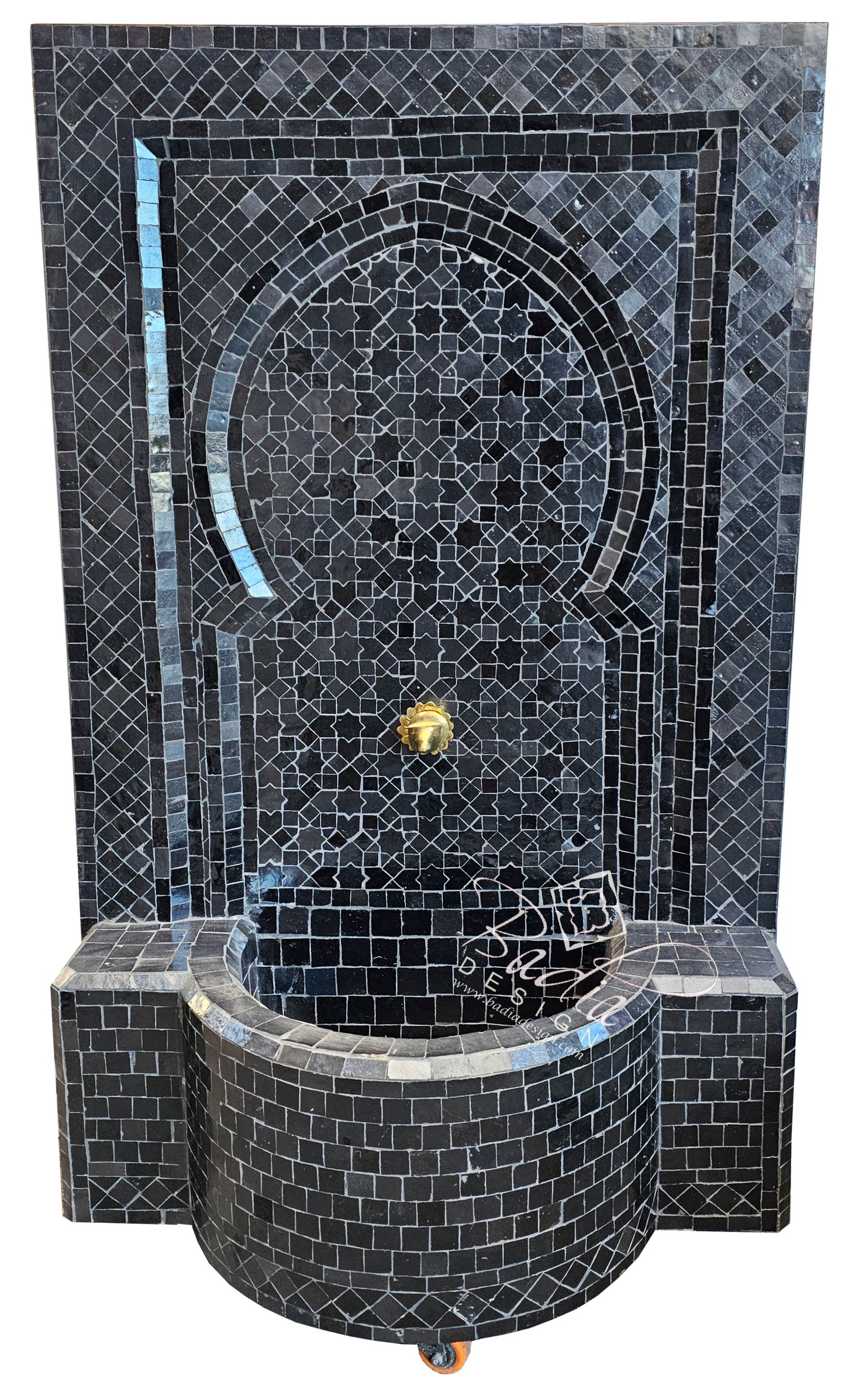Solid Black Mosaic Tile Water Fountain