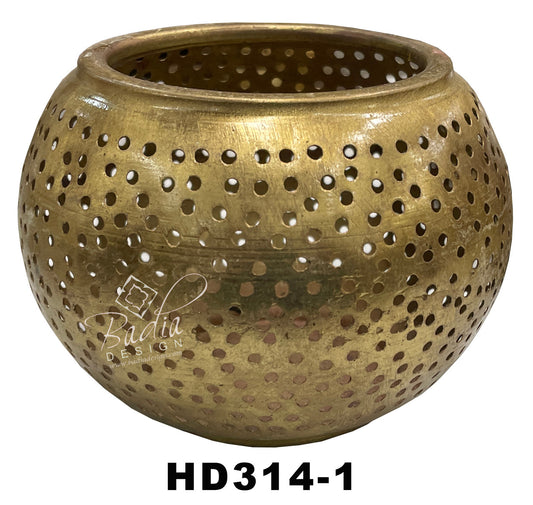 Brass Hand Punched Candle Holder