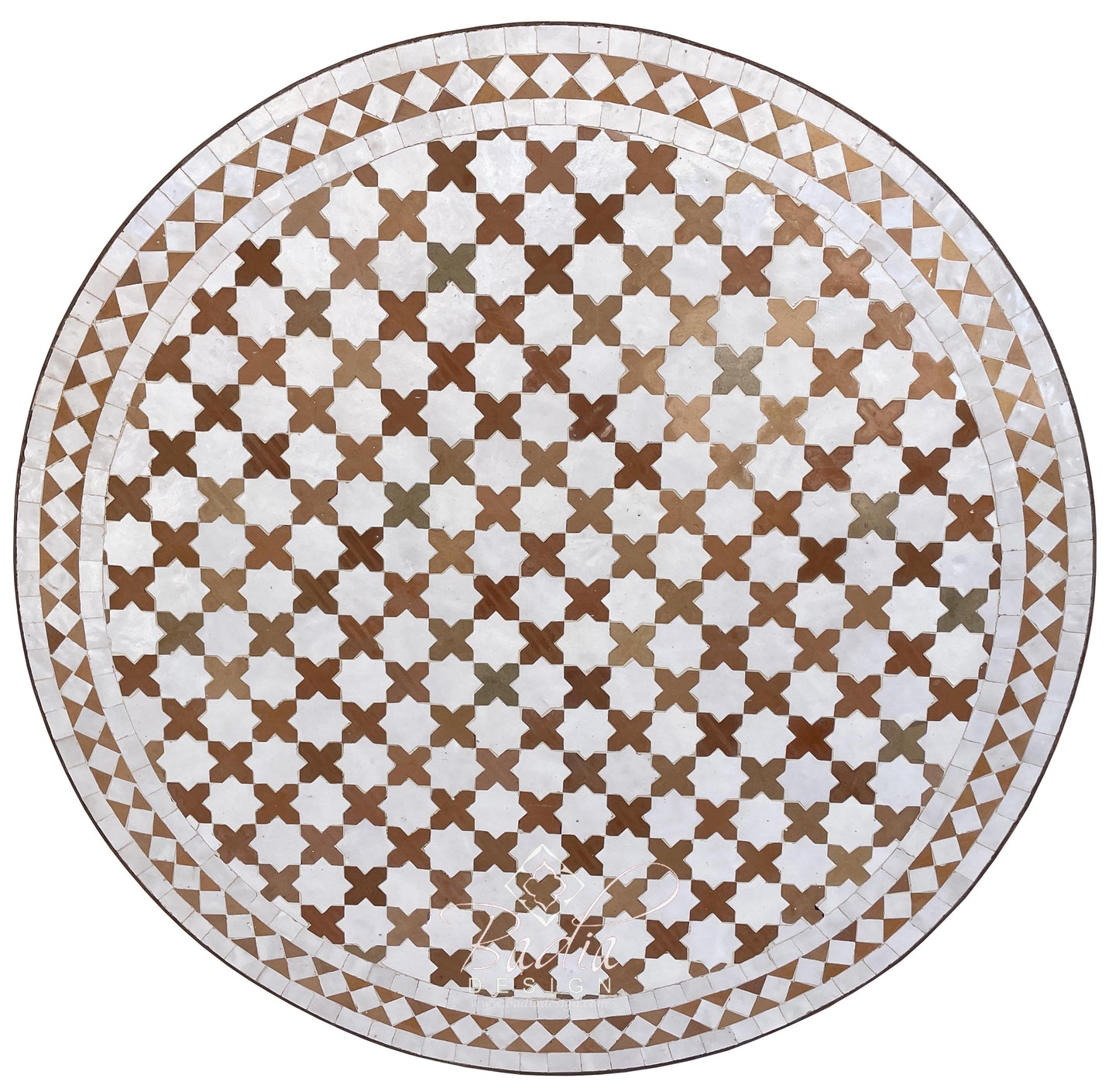 Brown and White Tile Table Top