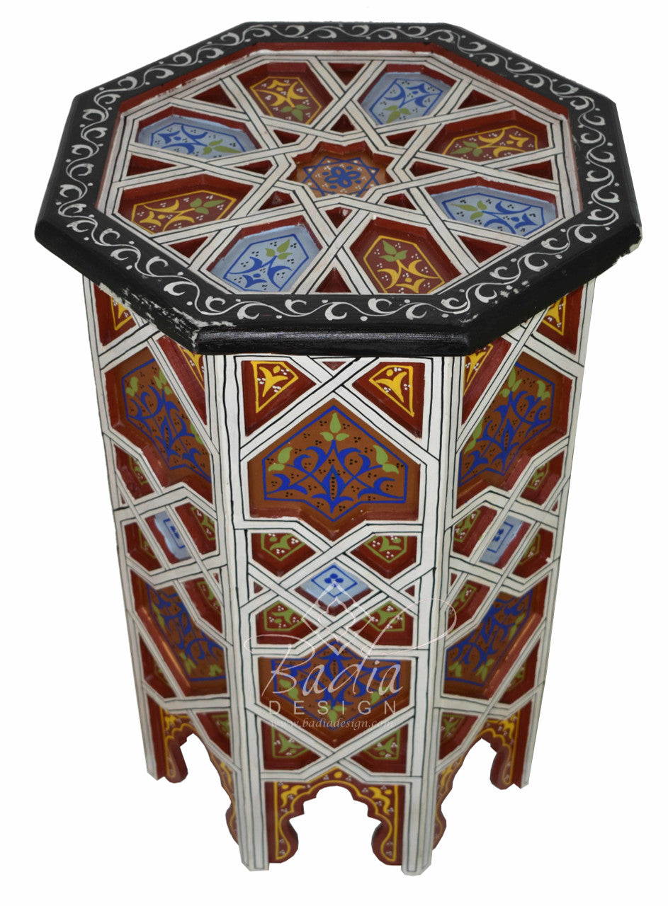 Carved Wood Hand Painted Side Table