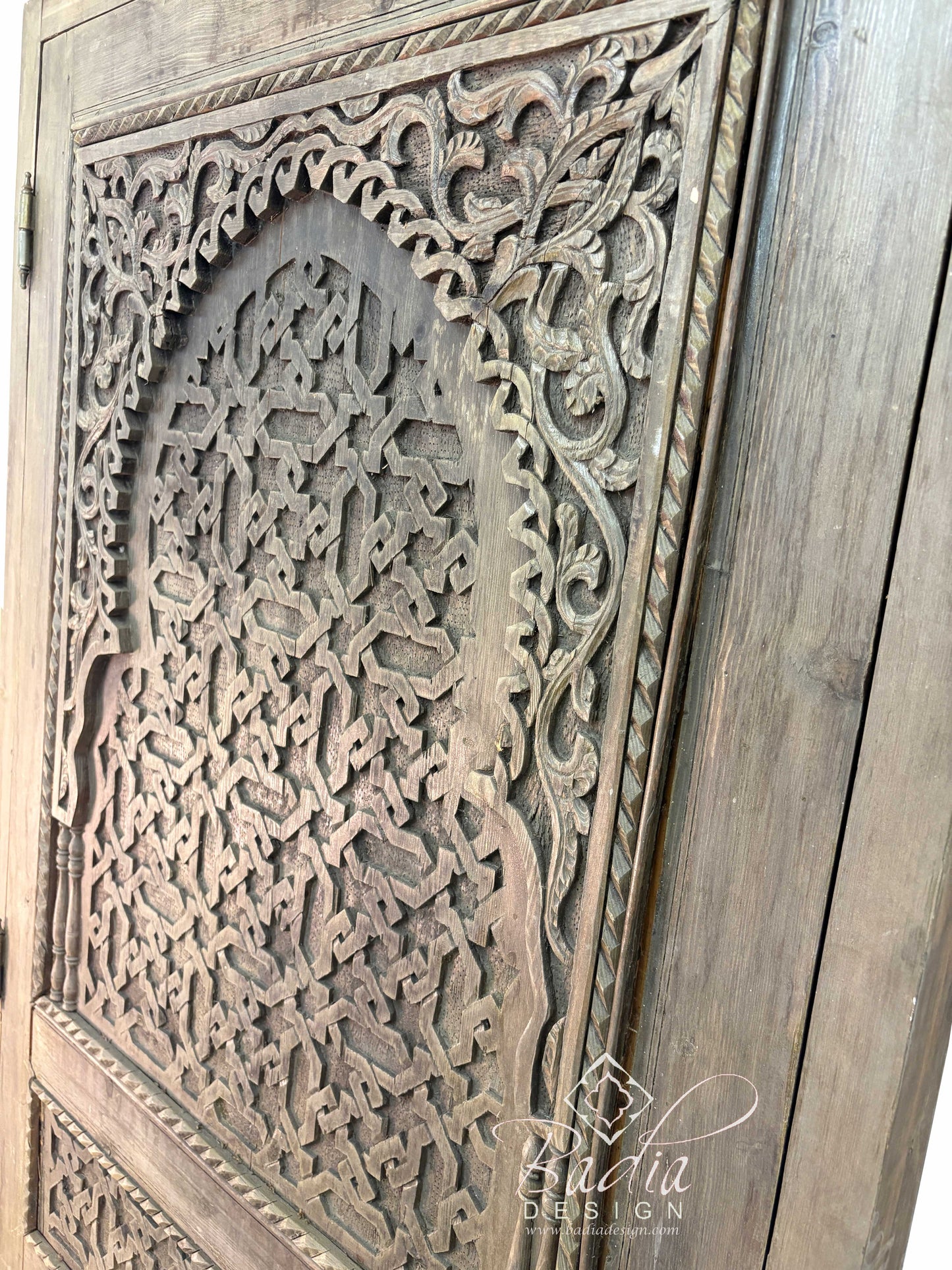 Stained Hand Carved Wooden Door