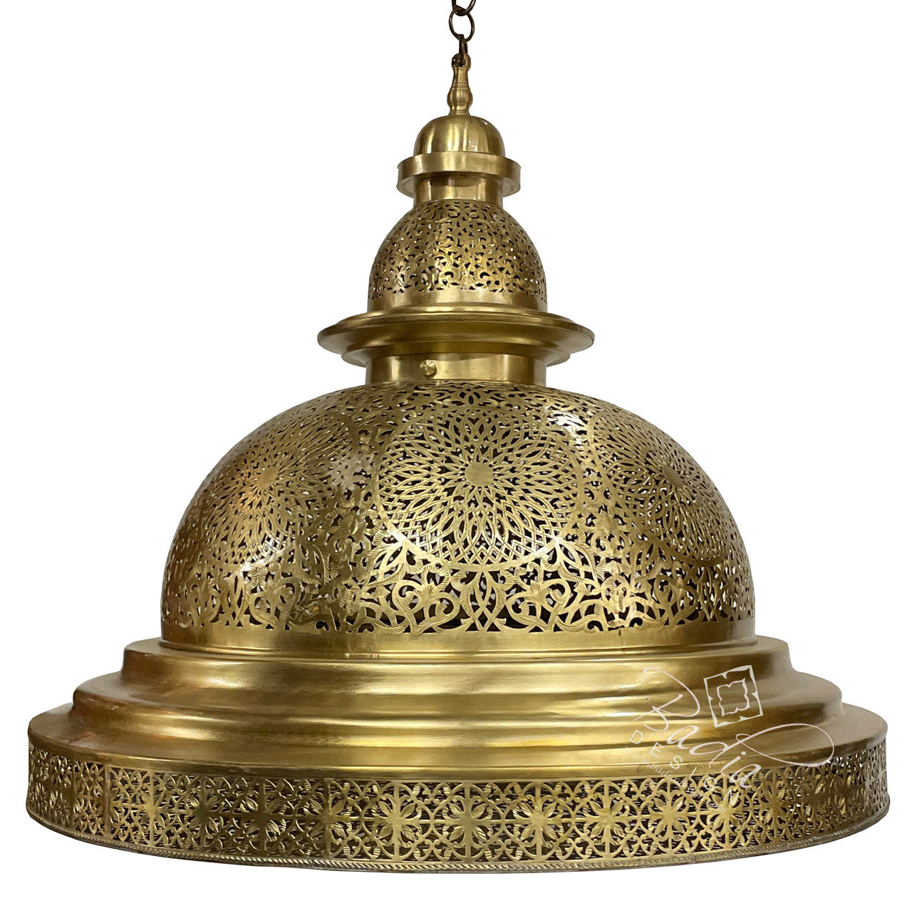 Flat Bottom Brass Chandelier with Intricate Designs