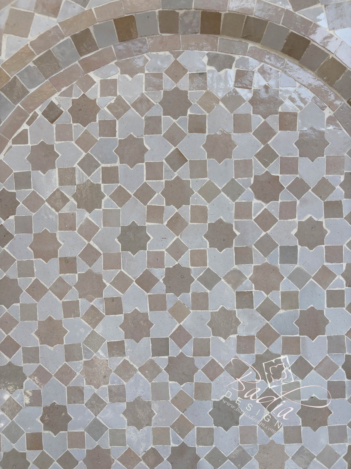 Beige and White Arch Top Tile Water Fountain