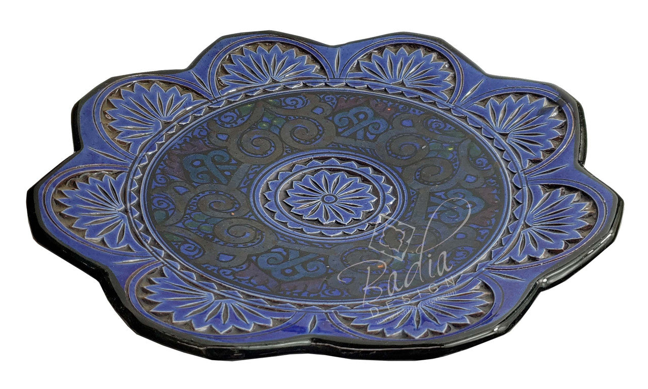 Hand Carved and Painted Ceramic Plates - CER-P043