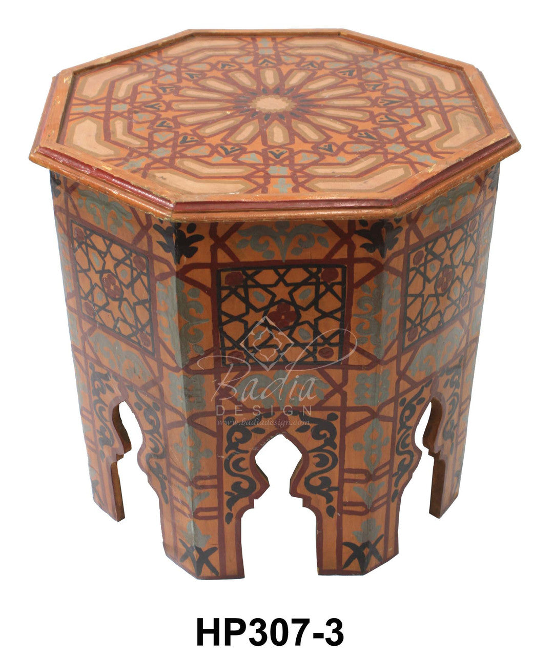 Hand Painted Octagon Shaped Side Table