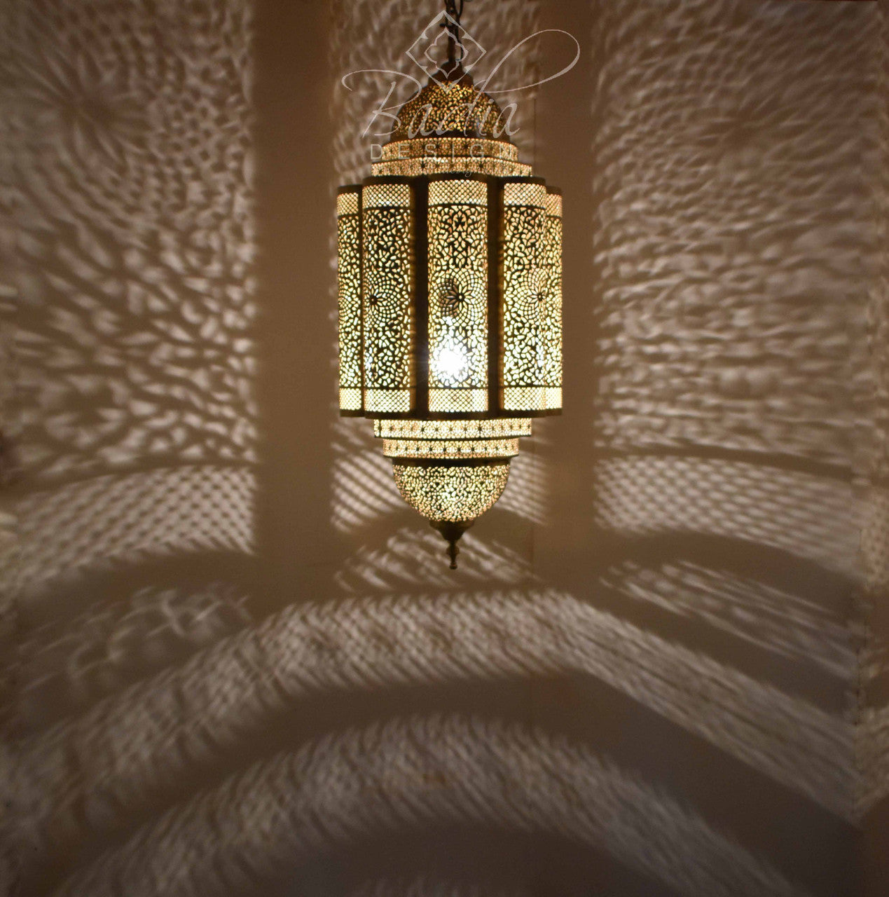 Intricately Designed Brass Chandelier
