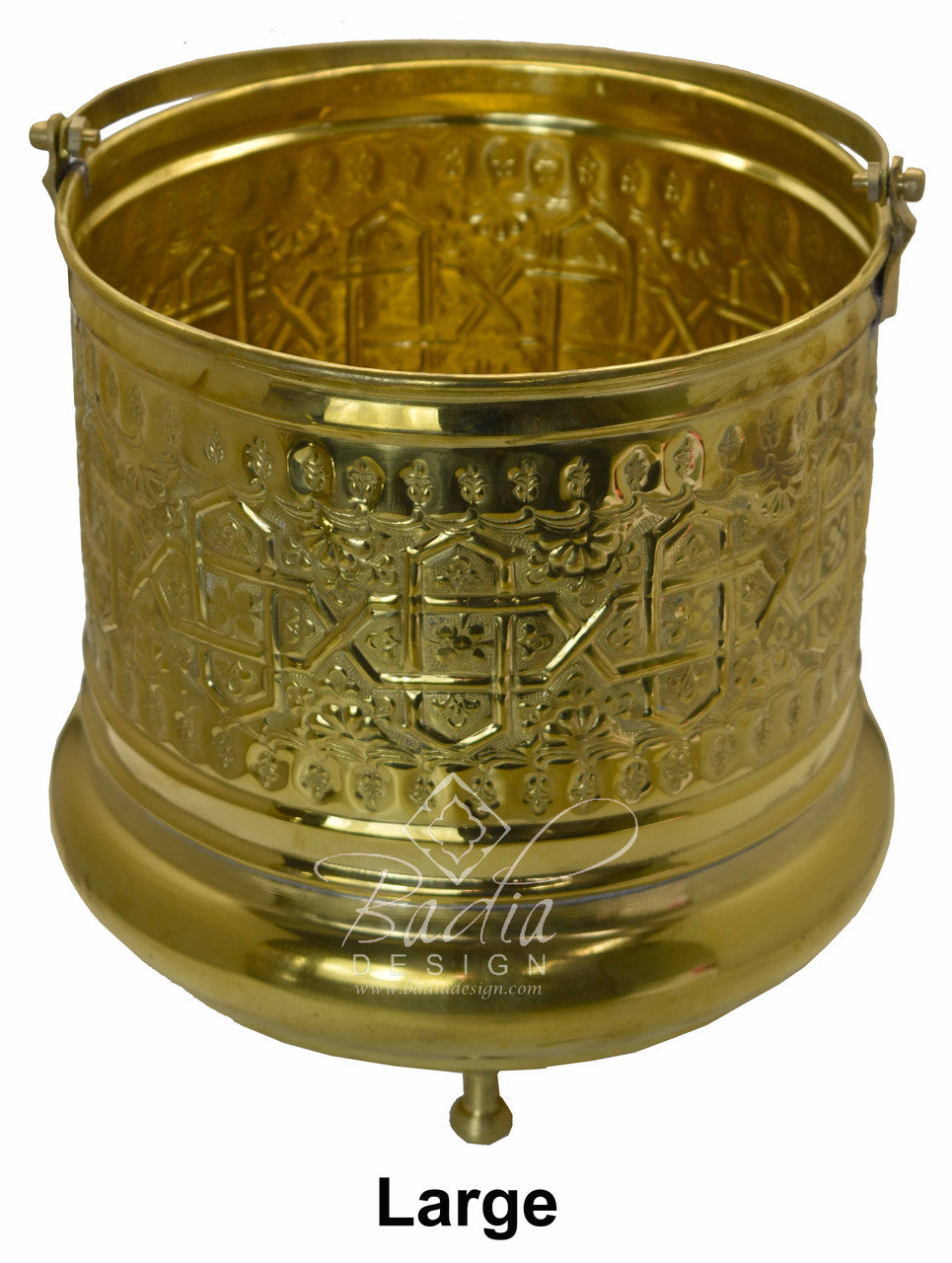 Handmade Embossed Brass Bucket