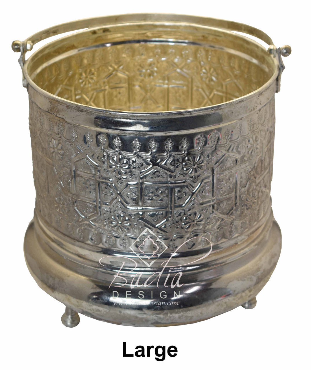 Handmade Embossed Silver Bucket