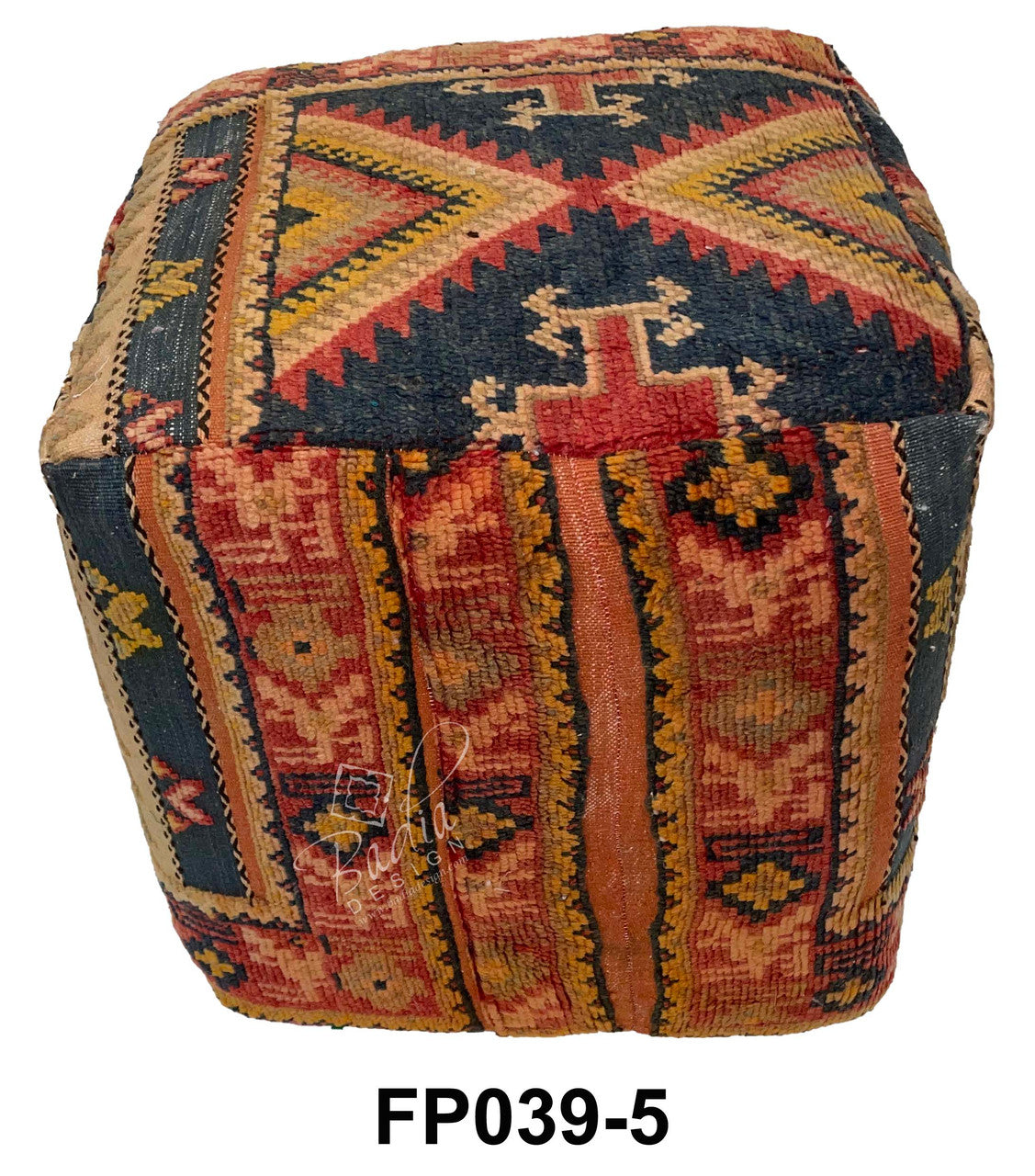 Handwoven Wool Square Shaped Kilim Ottoman