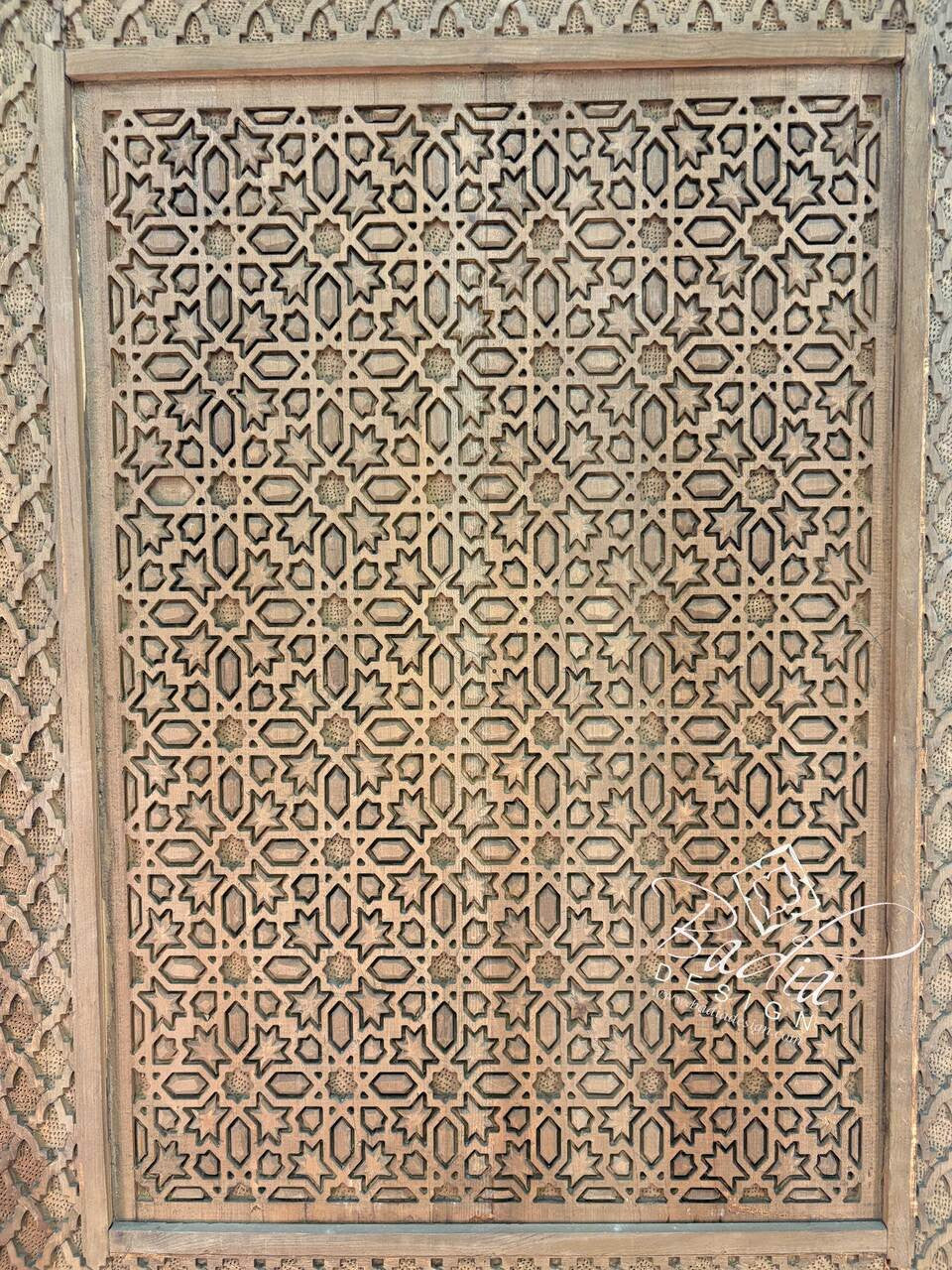 Moroccan Designed Hand Carved Wooden Door