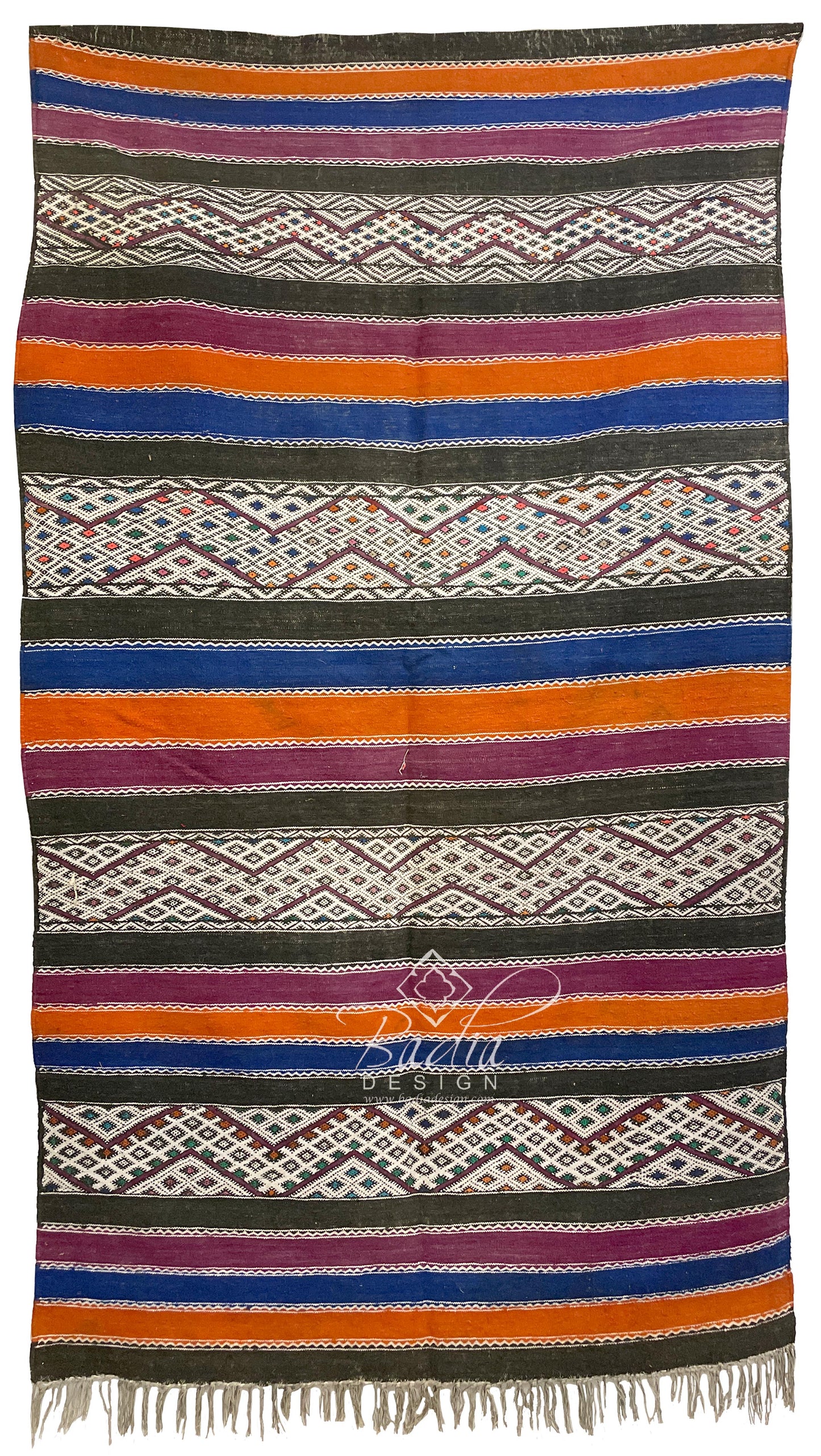 Vivid Color Moroccan Kilim Rug with Tribal Designs