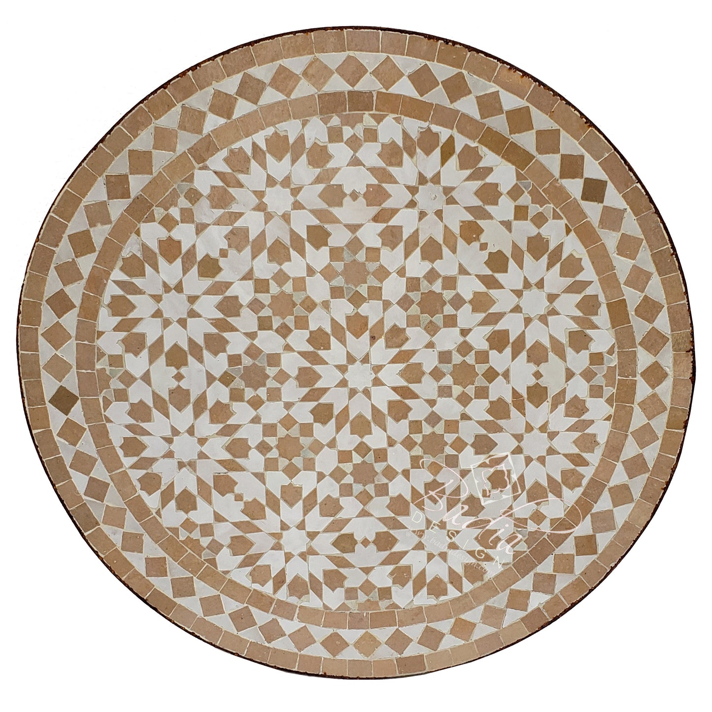 Intricately Designed Round Tile Table Top