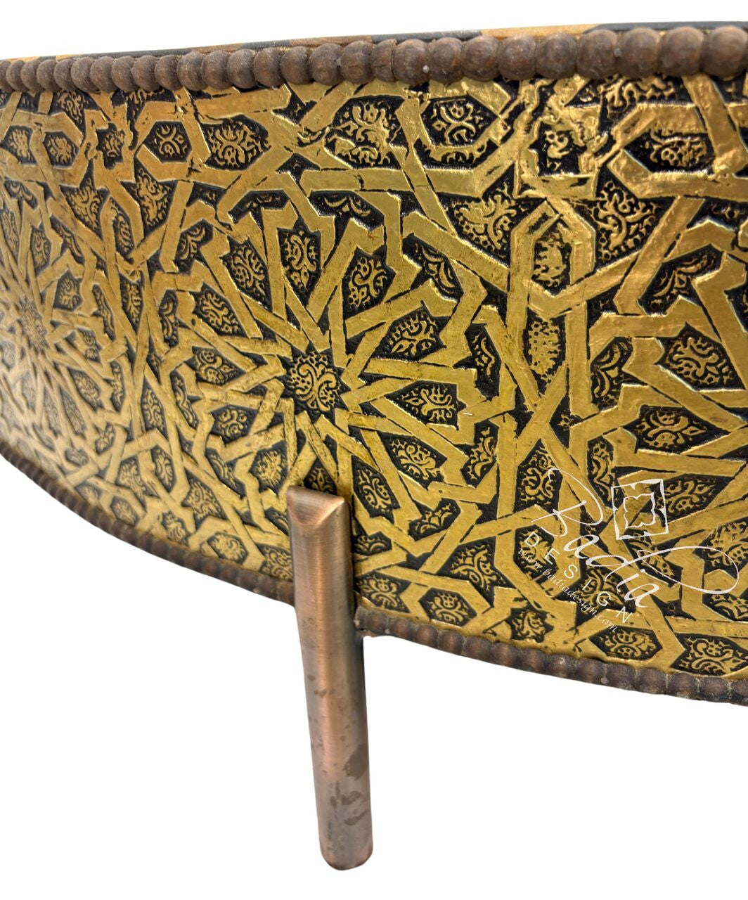 Large Round Metal and Cedar Wood Table