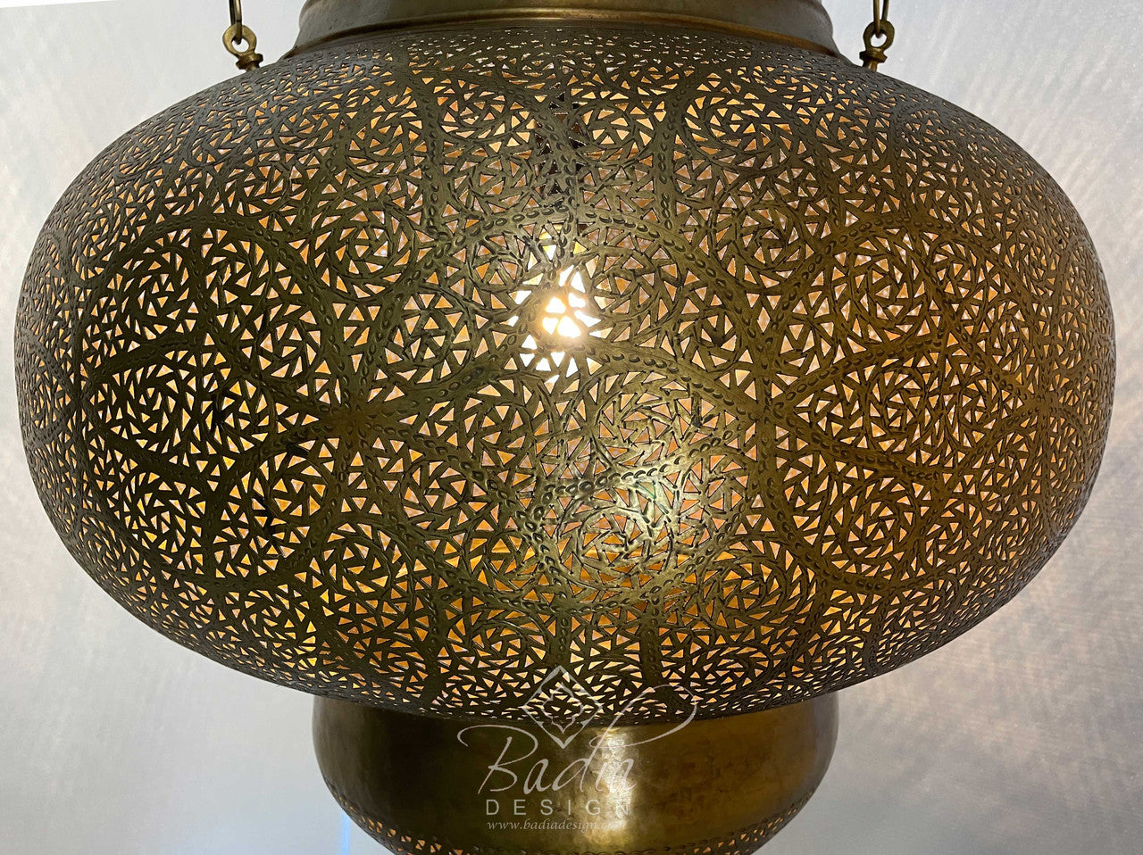 Large Intricately Designed Brass Chandelier