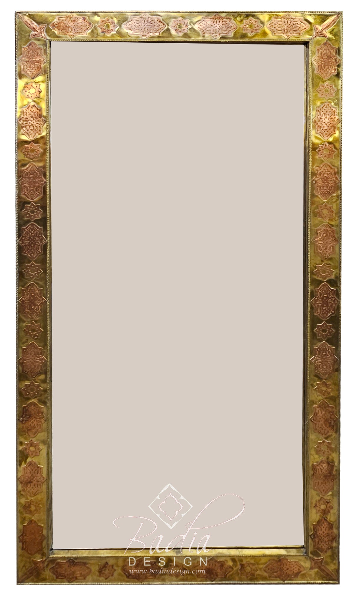 Rectangular Shaped Brass and Bronze Frame Mirror