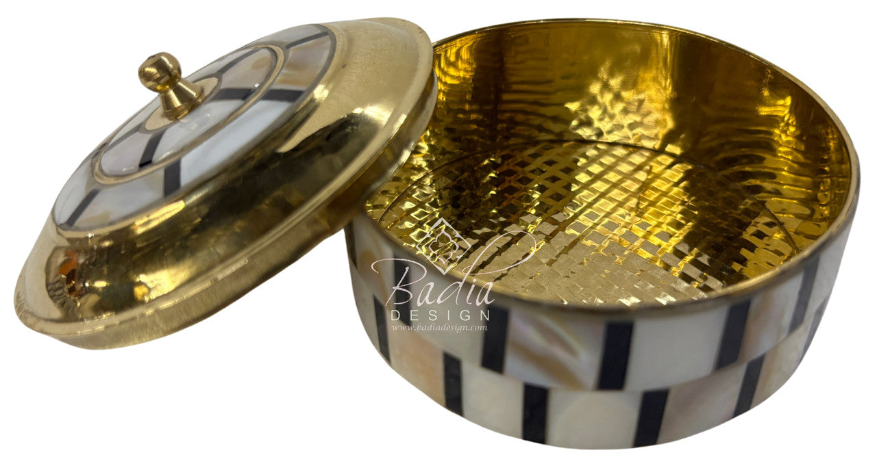 Handmade Round Mother of Perl Trinket Container