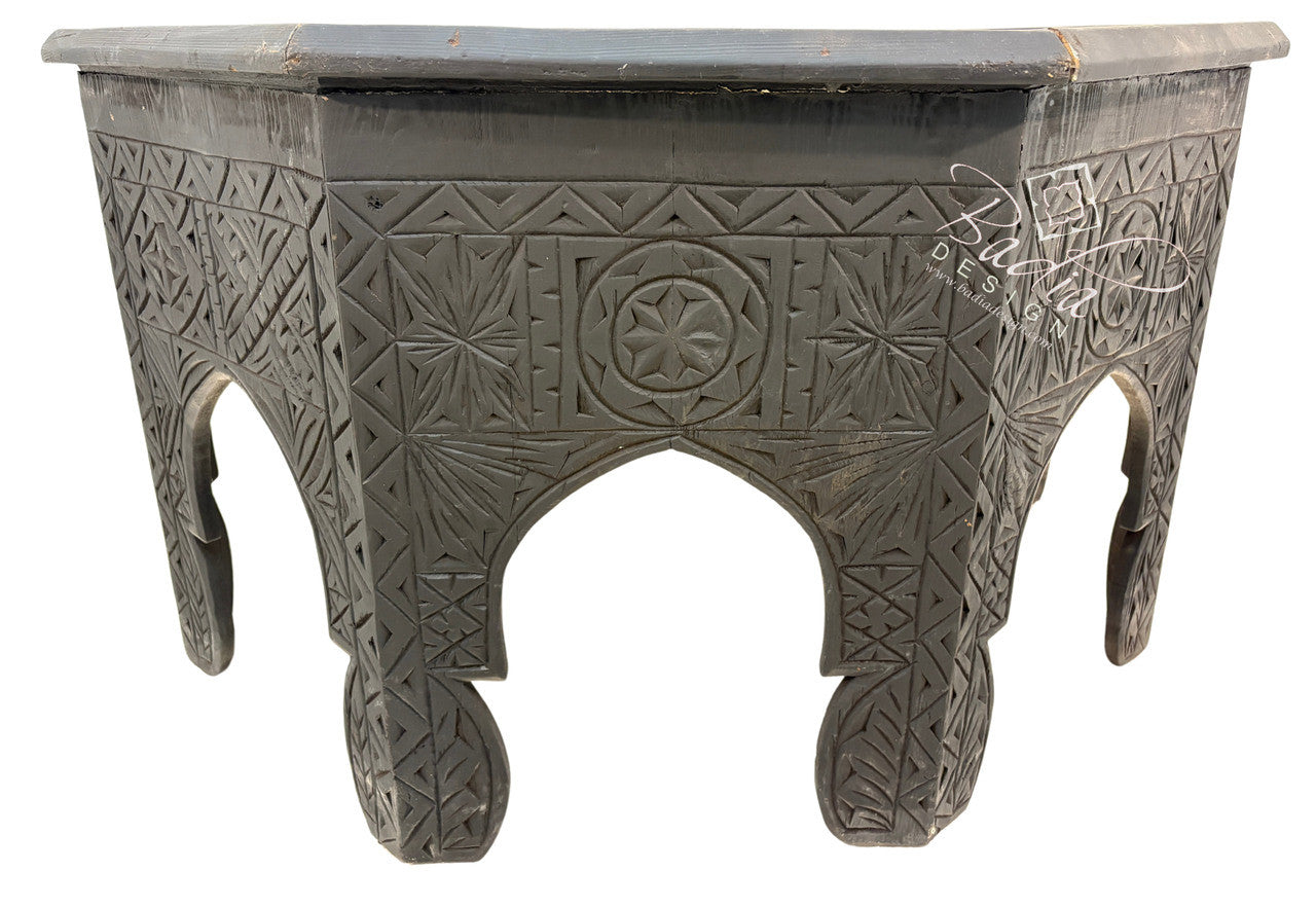Octagon Embossed Metal and Bone Table