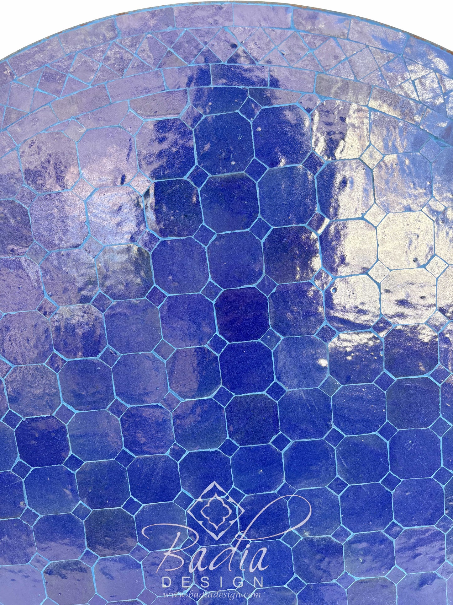 36 Inch Solid Blue Round Tile Table Top