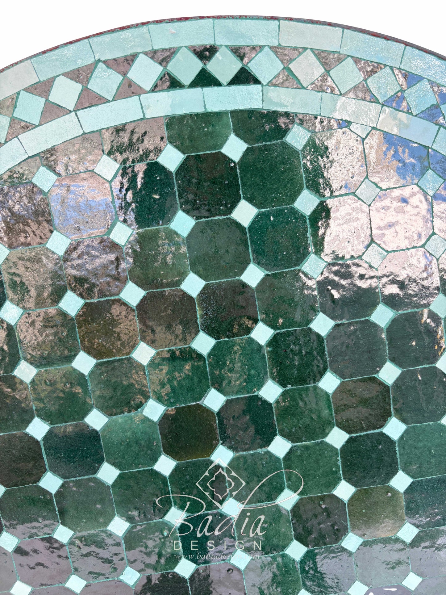 36 Inch Green Round Tile Table Top