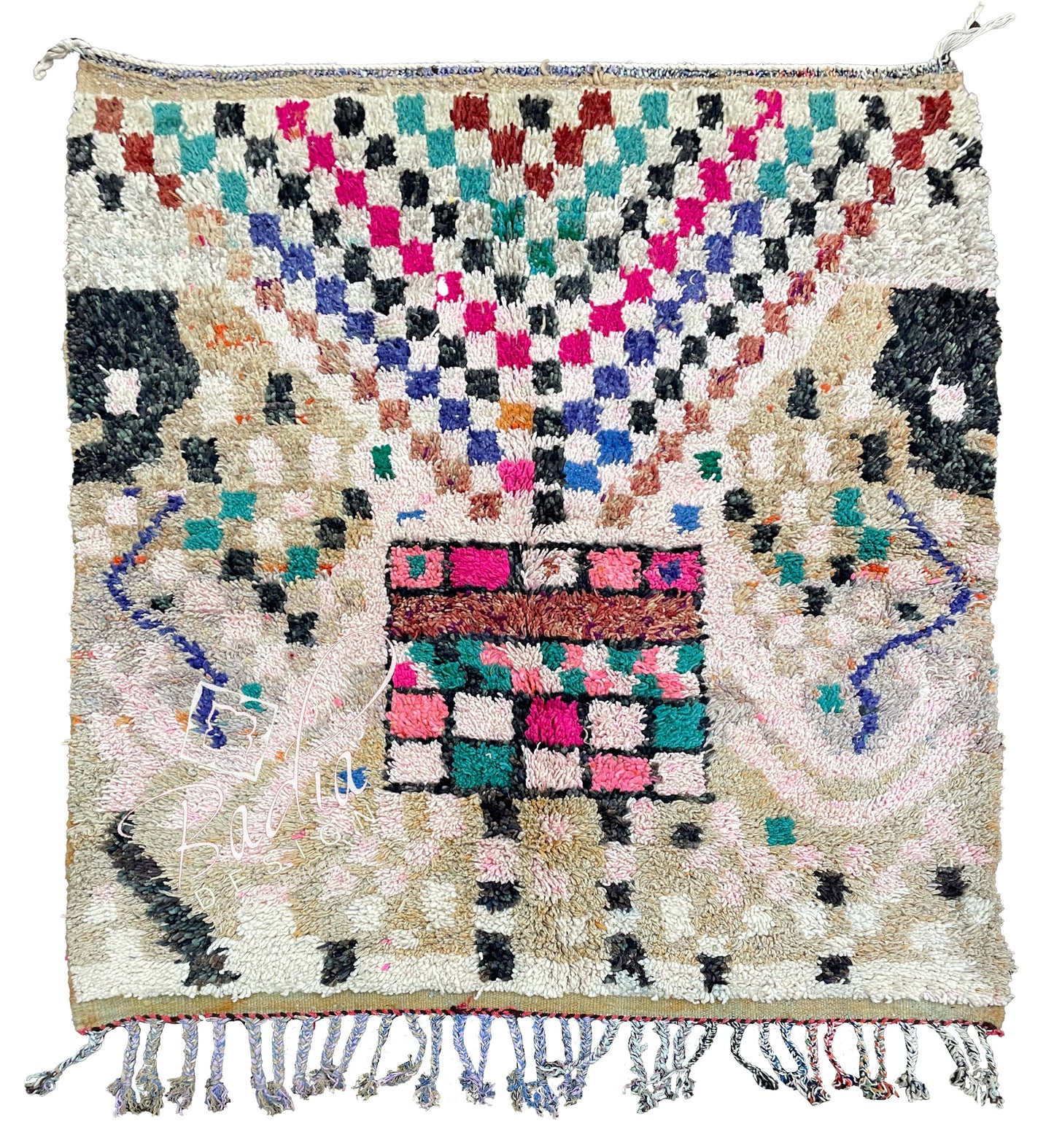 Wide Multi-Color Rug with Geometric Designs