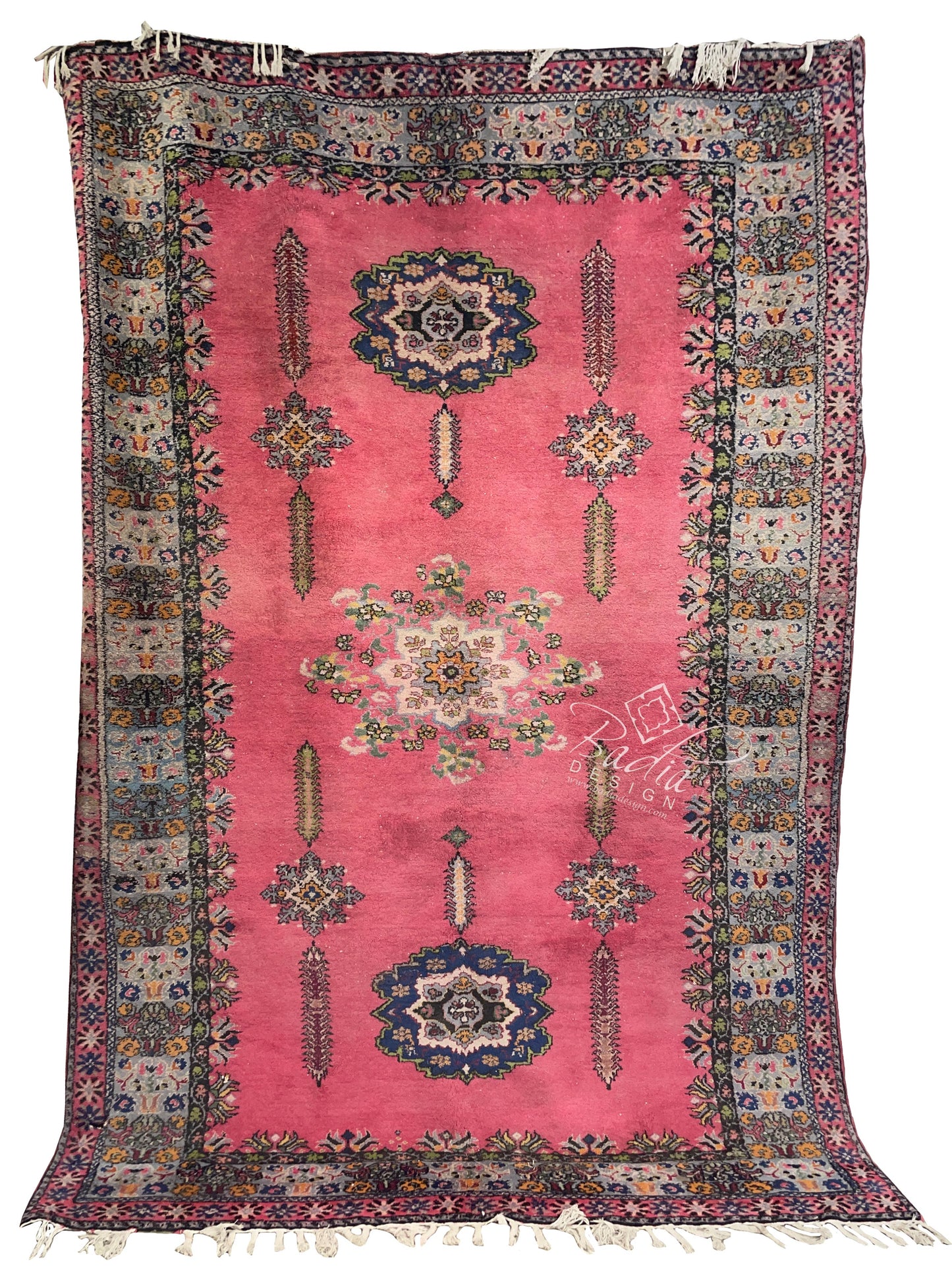 Large Red Multi-Color Handwoven Berber Rug