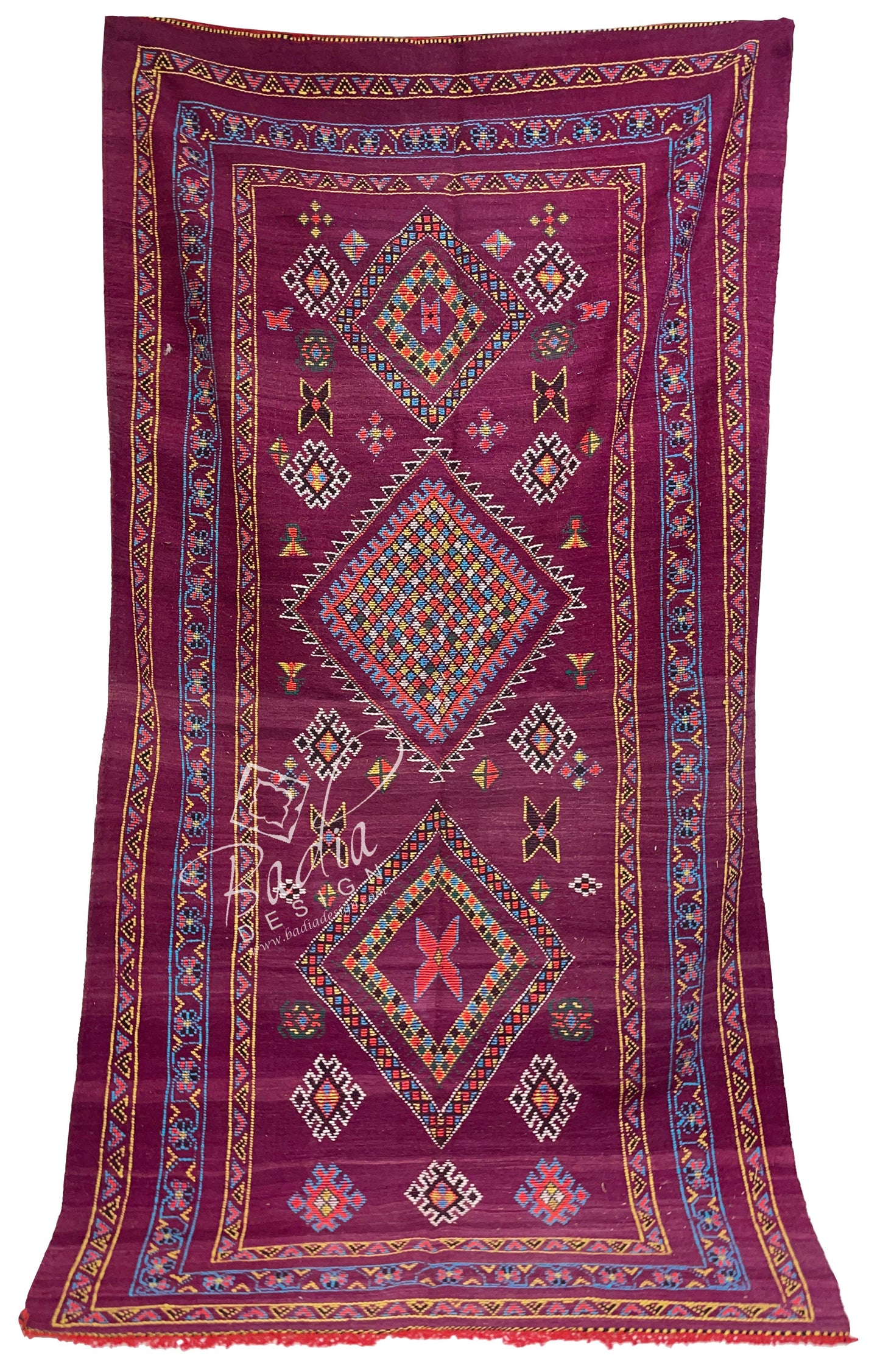 Purple Multi-Color Moroccan Rug with Tribal Designs