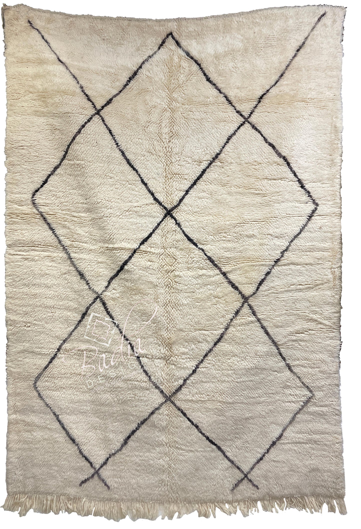 Small Cream Color Moroccan Rug with Tribal Designs