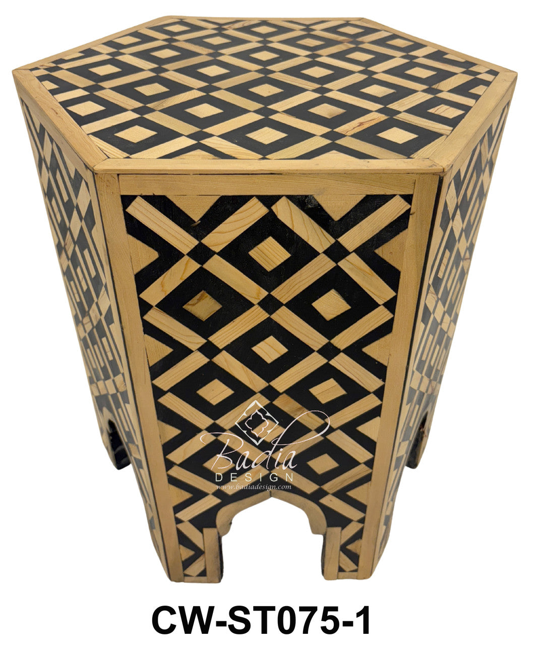 Multi-Color Wood and Resin Inlay Side Table