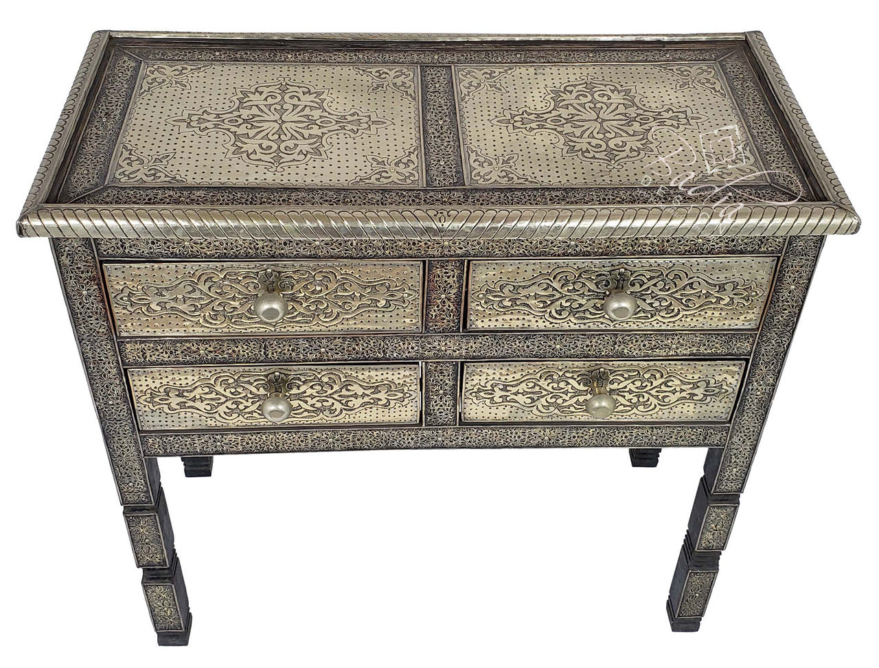 Moroccan Embossed Nickel Cabinet