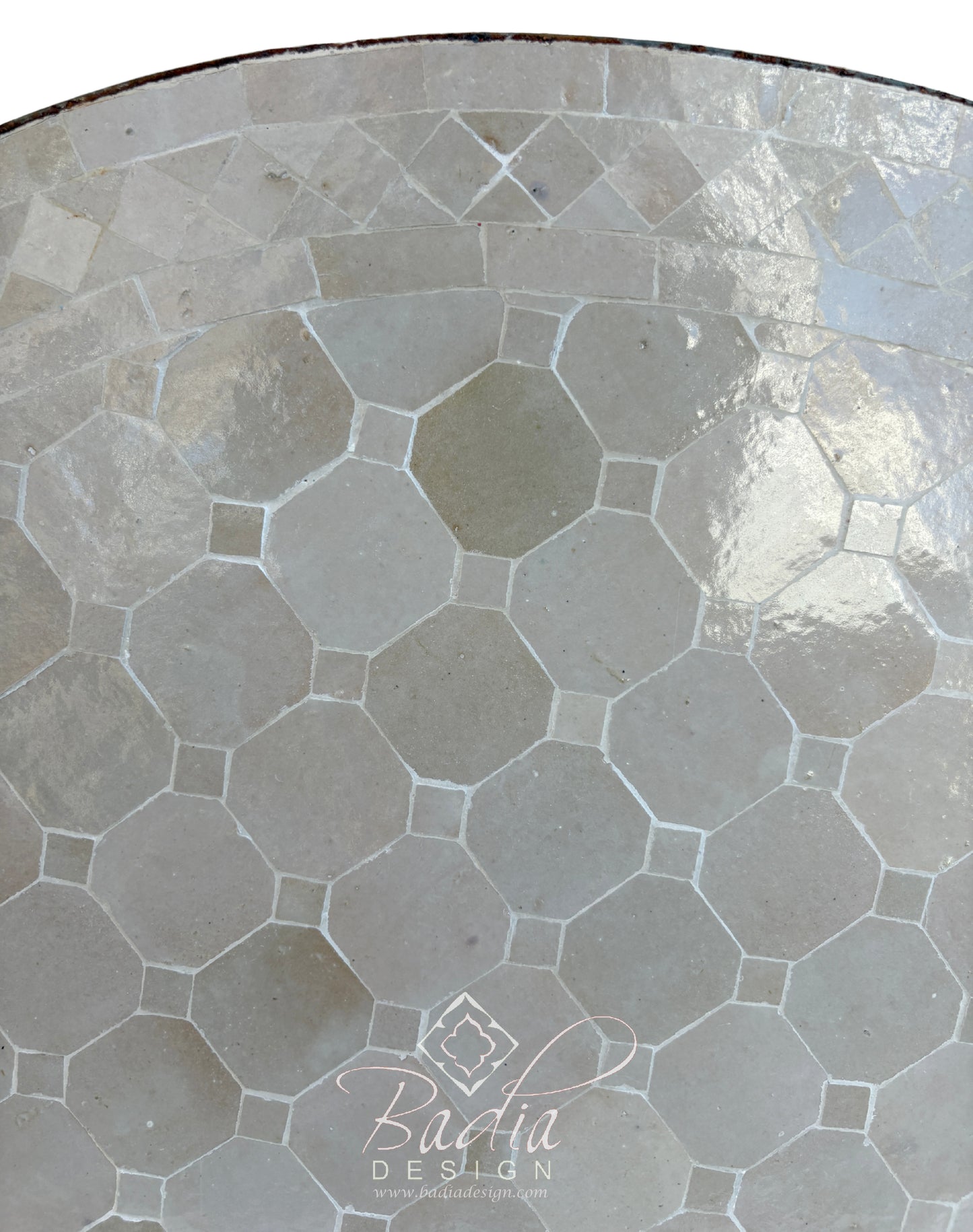 36 Inch Beige Round Tile Table Top