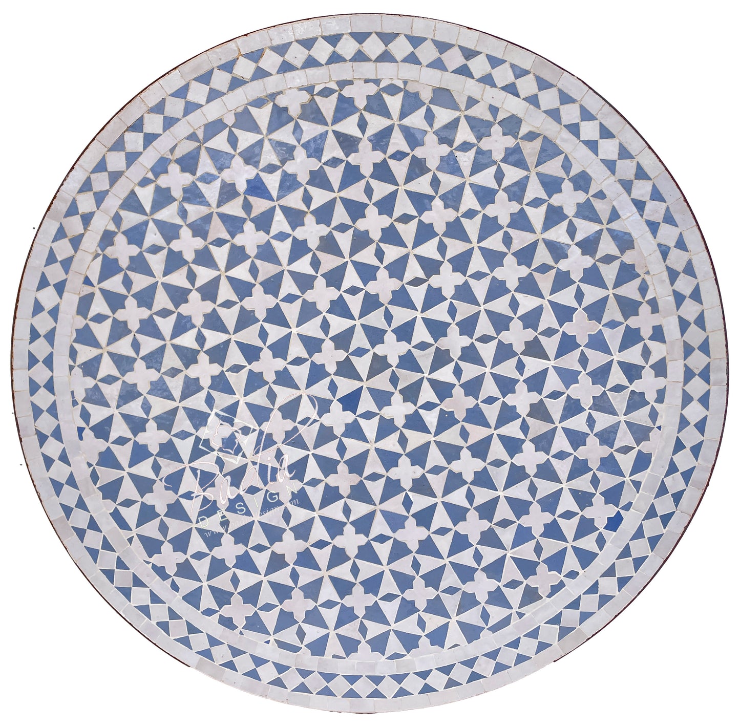 Blue and White Ceramic Tile Table Top
