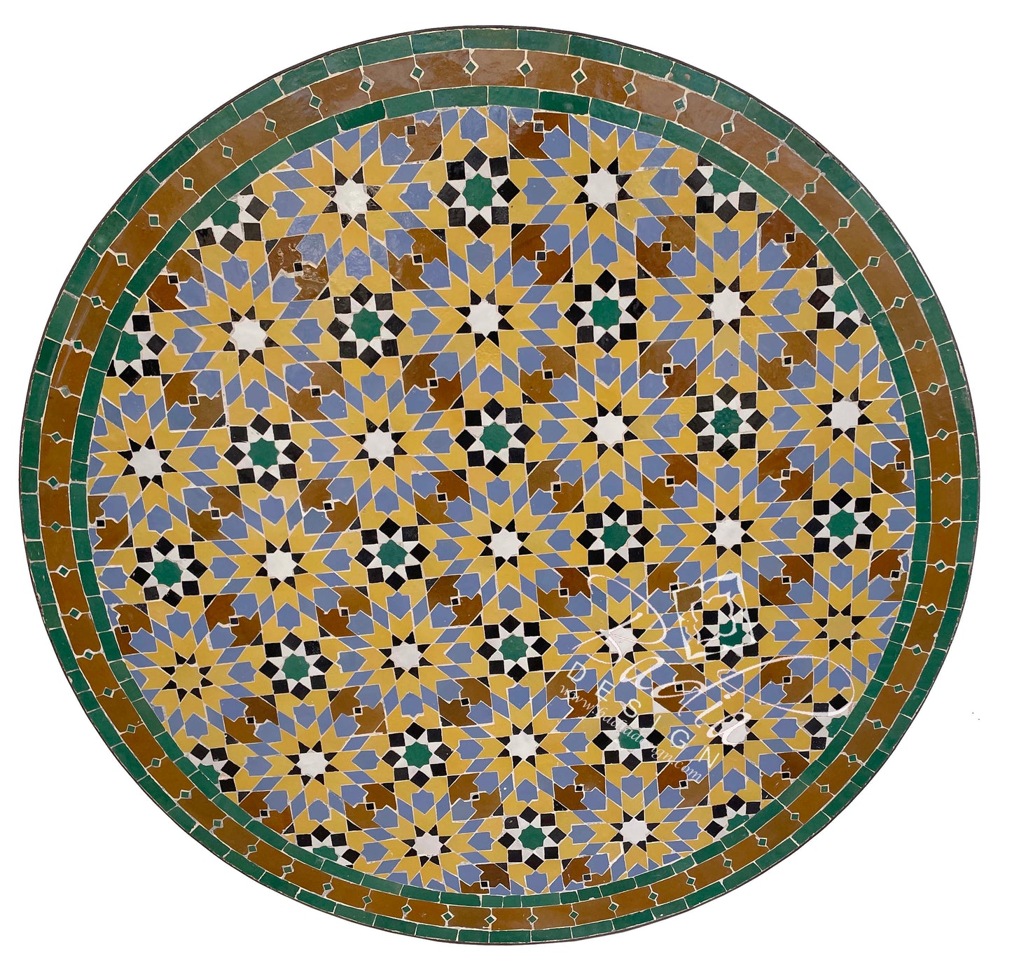 Round Moroccan Mosaic Tile Table Top